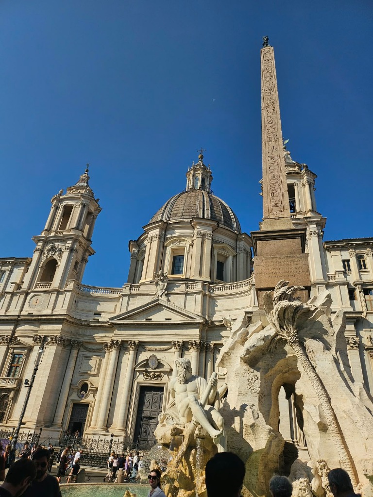 Bernini's Fountain of the Four Rivers and Egyptian obelisk in Piazza Navona
